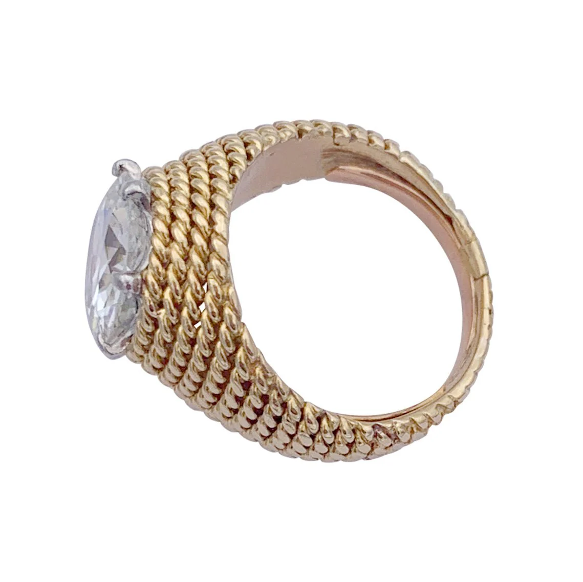 Bague vintage or jaune, platine et diamant 3,01 ct - Image 6