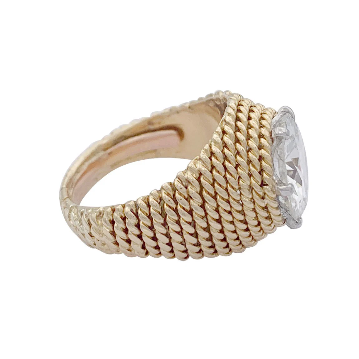 Bague vintage or jaune, platine et diamant 3,01 ct - Image 7