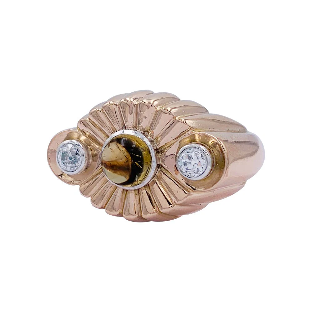 Bague en or rose, citrine et diamants - Image 4