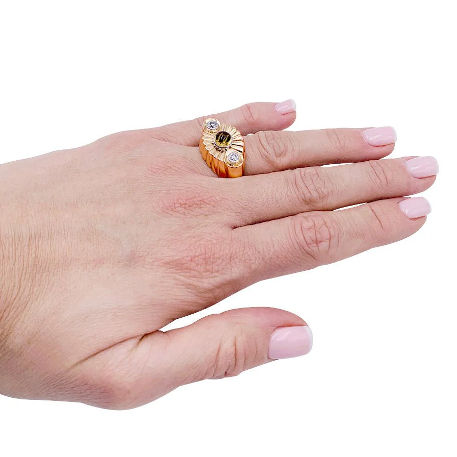 Bague en or rose, citrine et diamants - Image 7