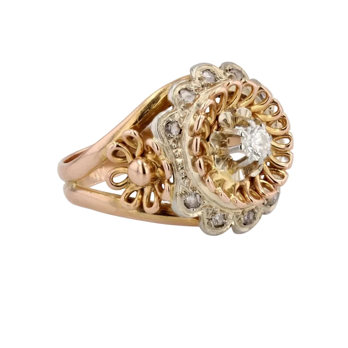 Bague Marguerite en or blanc, or rose et diamants - Image 5