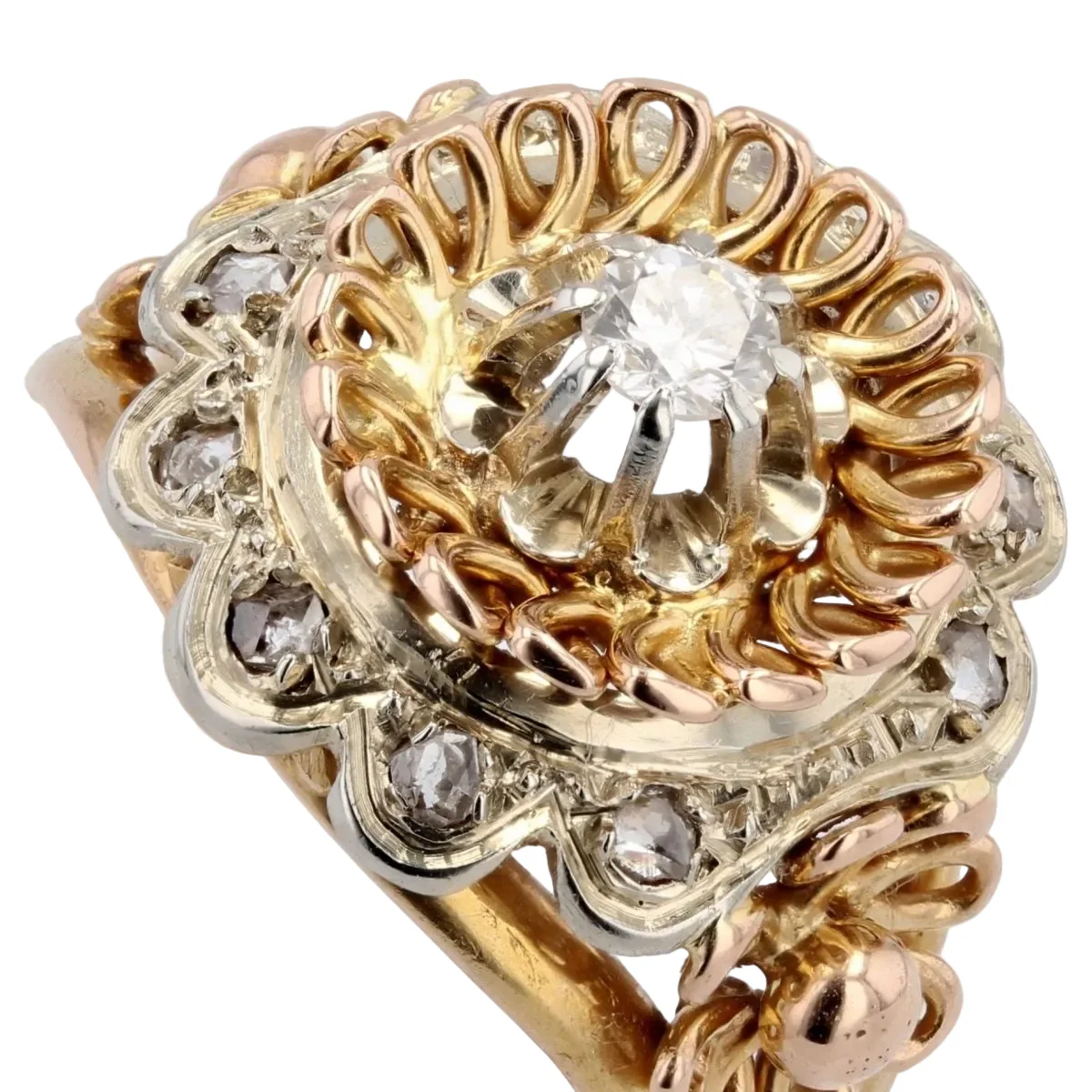 Bague Marguerite en or blanc, or rose et diamants - Image 7