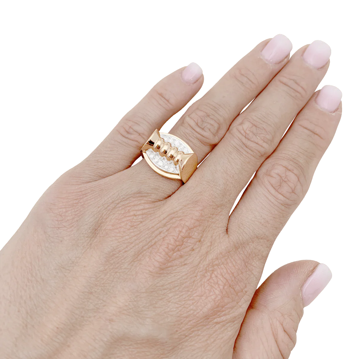 Bague Tank en or rose et diamants - Image 2