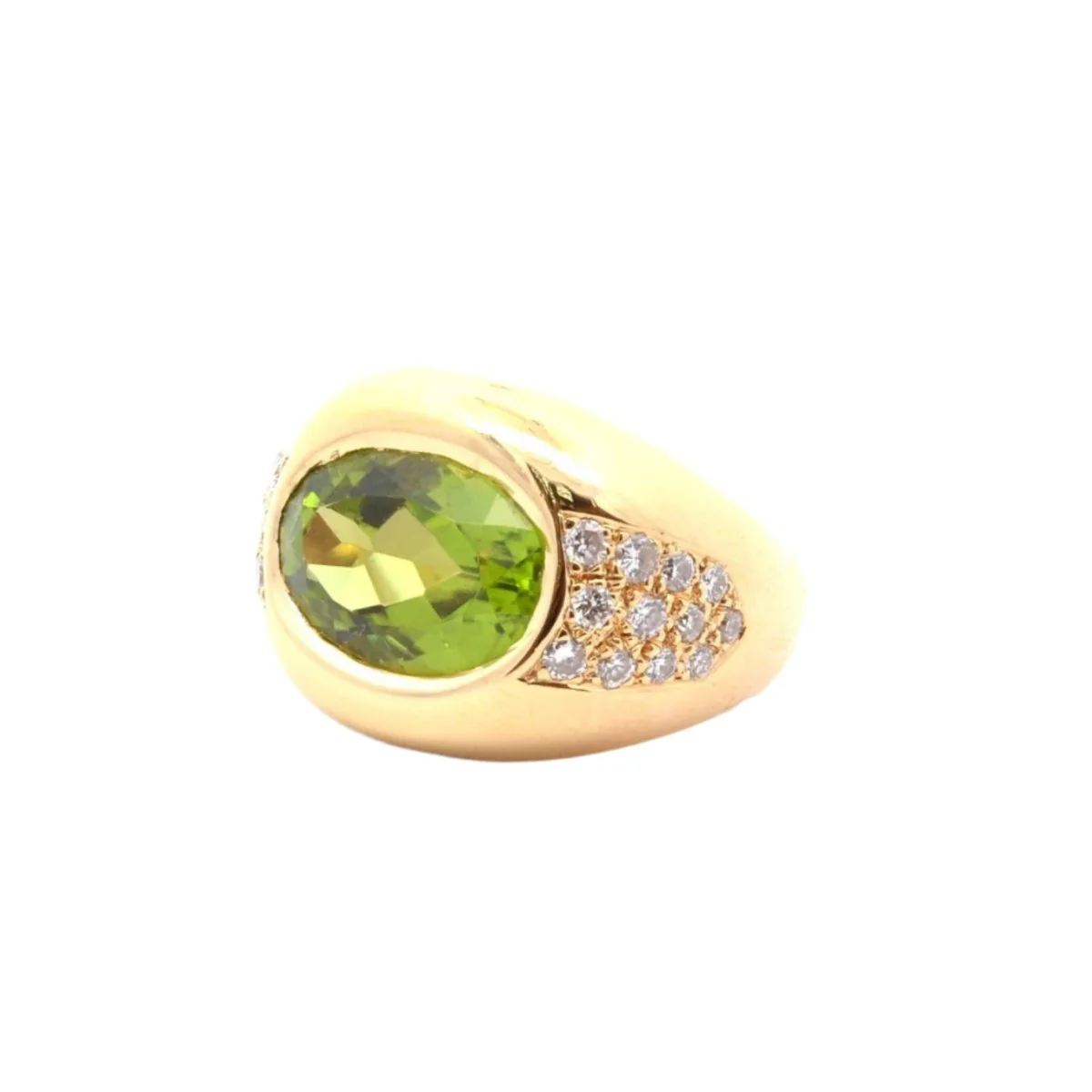 Bague en or jaune, péridot et diamants - Image 2