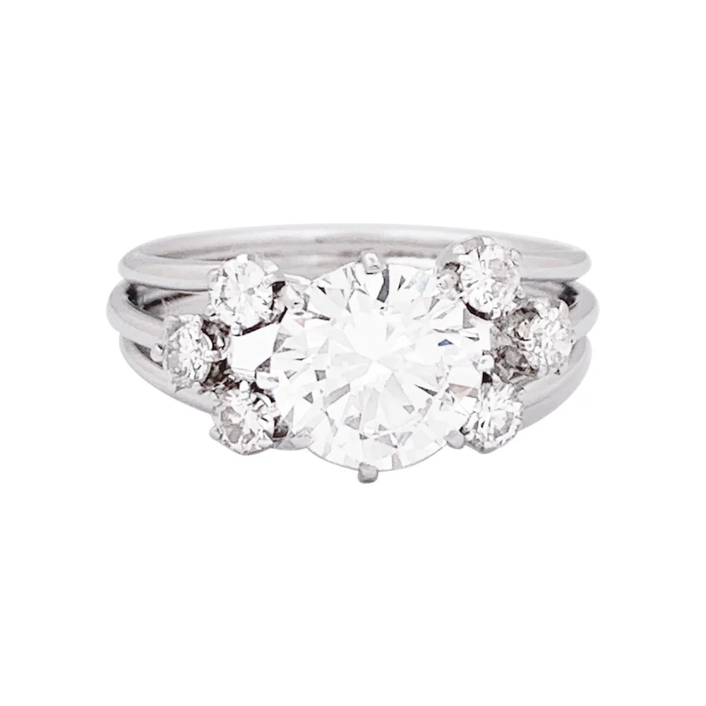 Bague vintage platine et diamants. - Image 3