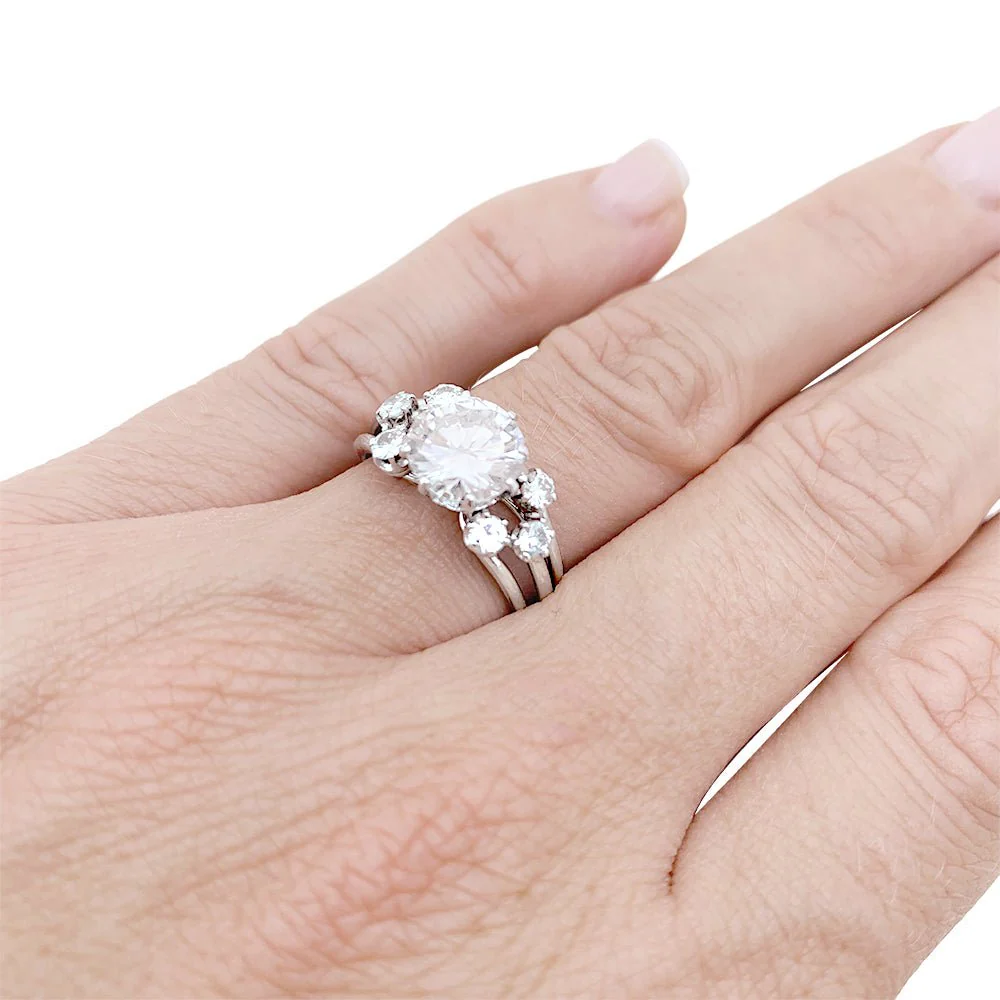 Bague vintage platine et diamants. - Image 6