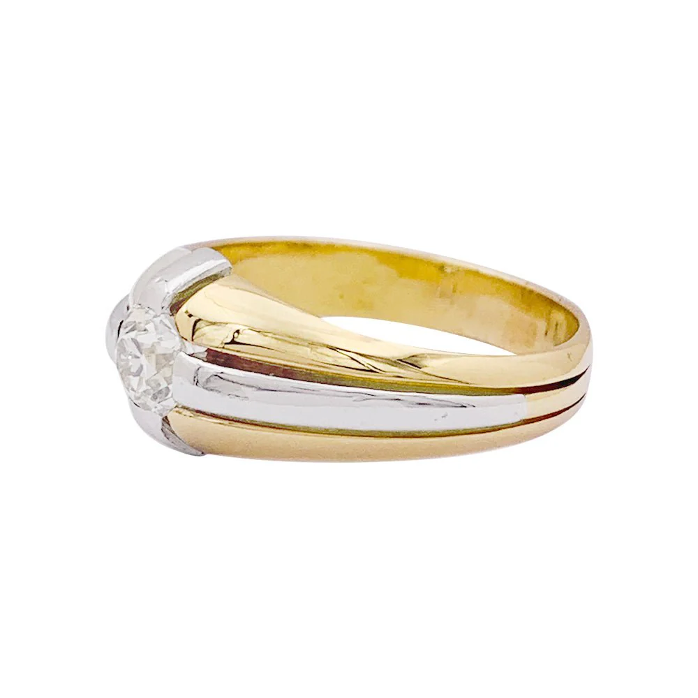 Bague en or jaune, platine et diamant - Image 3