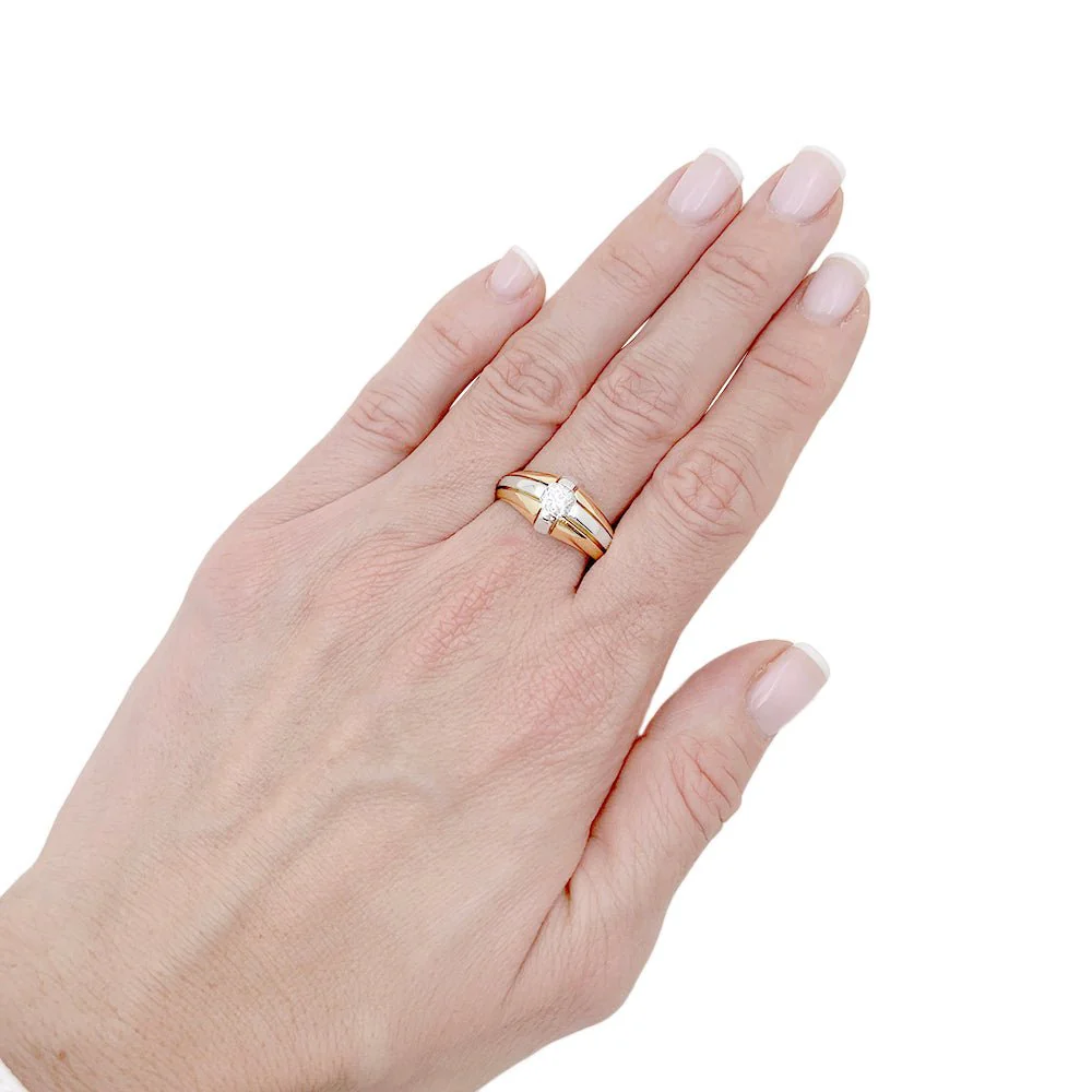 Bague en or jaune, platine et diamant - Image 6