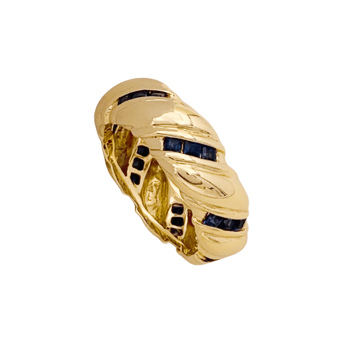 Bague Bandeau POIRAY en or jaune et saphirs - Image 3