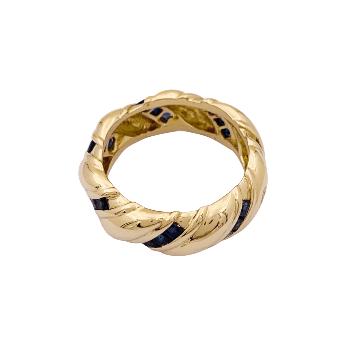 Bague Bandeau POIRAY en or jaune et saphirs - Image 5