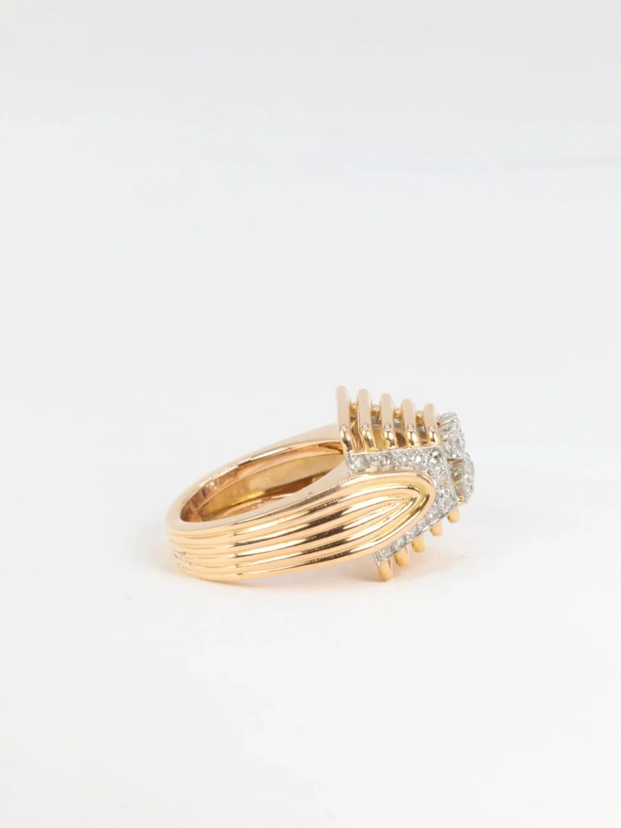 Bague vintage pyramidale en or 18k et diamants - 1950 - Image 4