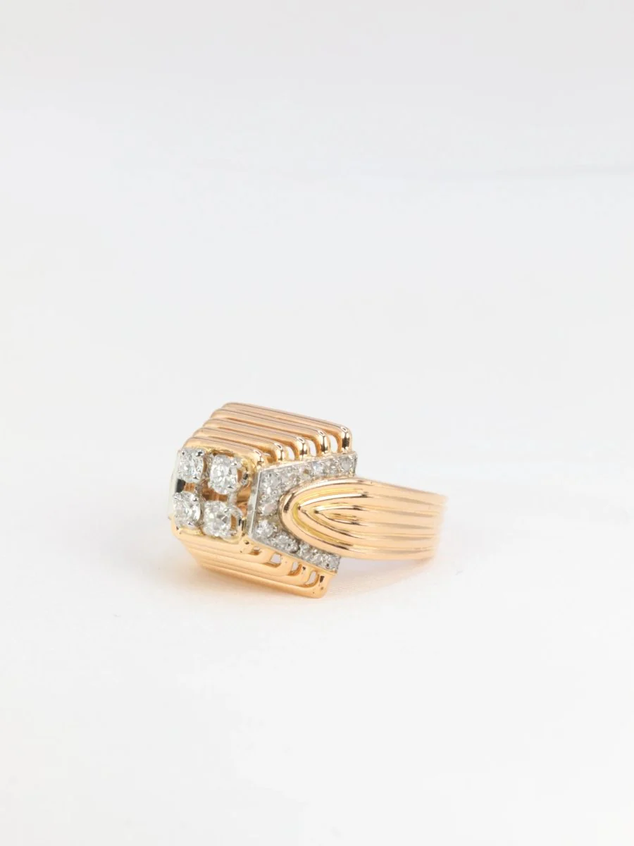 Bague vintage pyramidale en or 18k et diamants - 1950 - Image 7