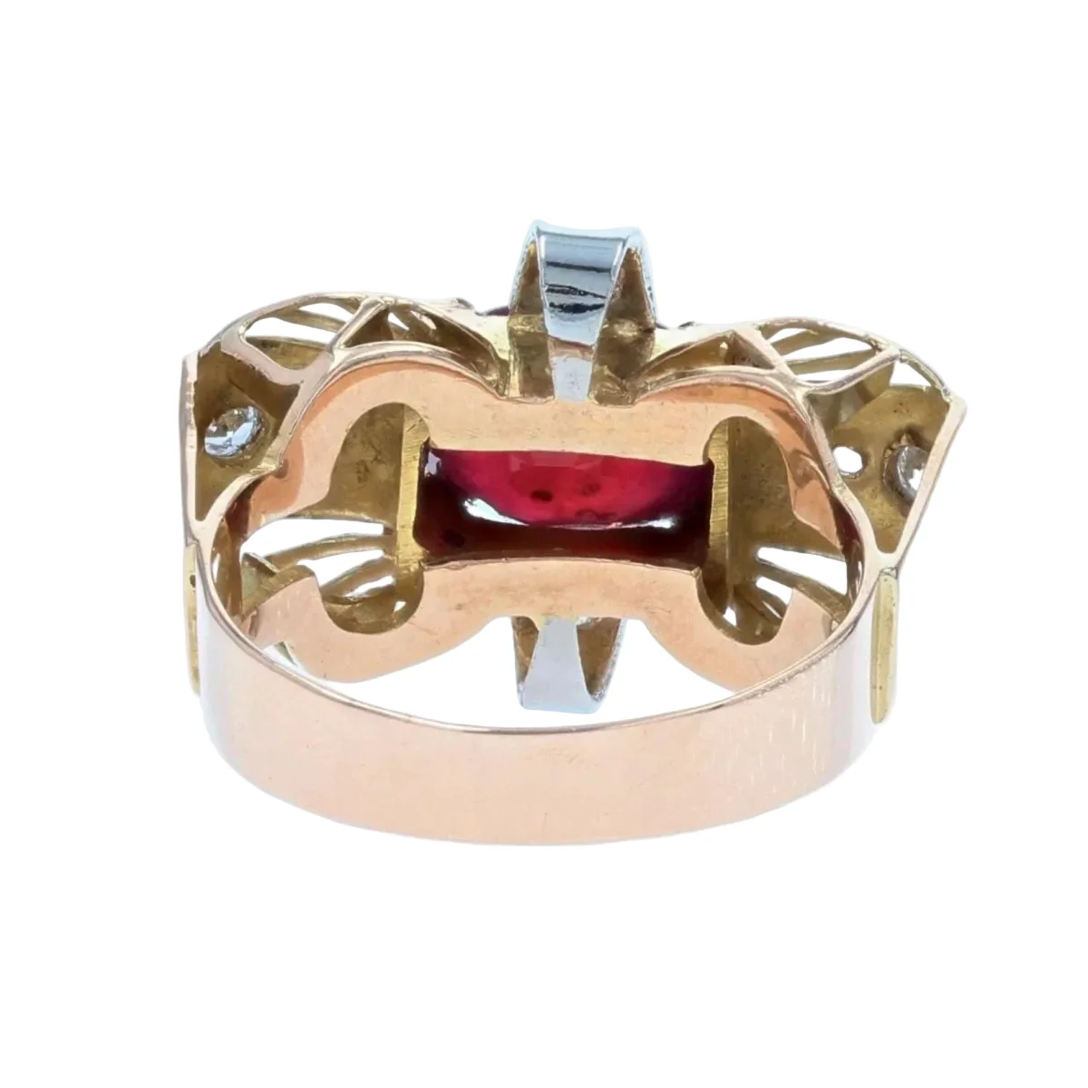 Bague Cocktail en or jaune, rubis et diamants - Image 4