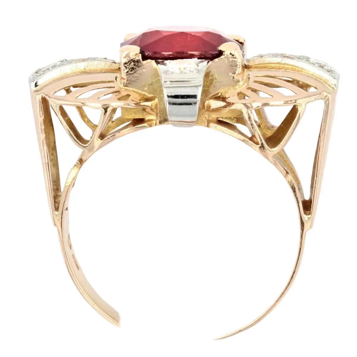 Bague Cocktail en or jaune, rubis et diamants - Image 6