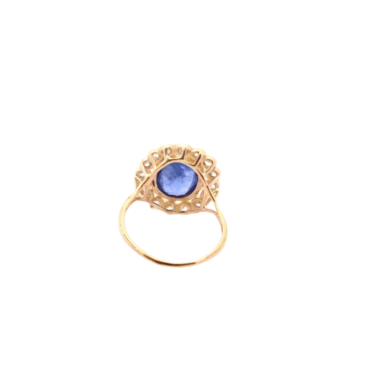 Bague en or jaune, platine, saphir et diamants - Image 3