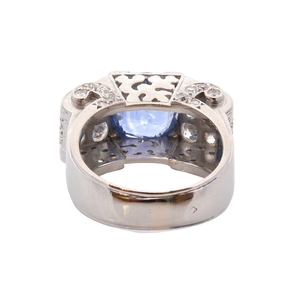 Bague en platine, saphir, et diamants - Image 3