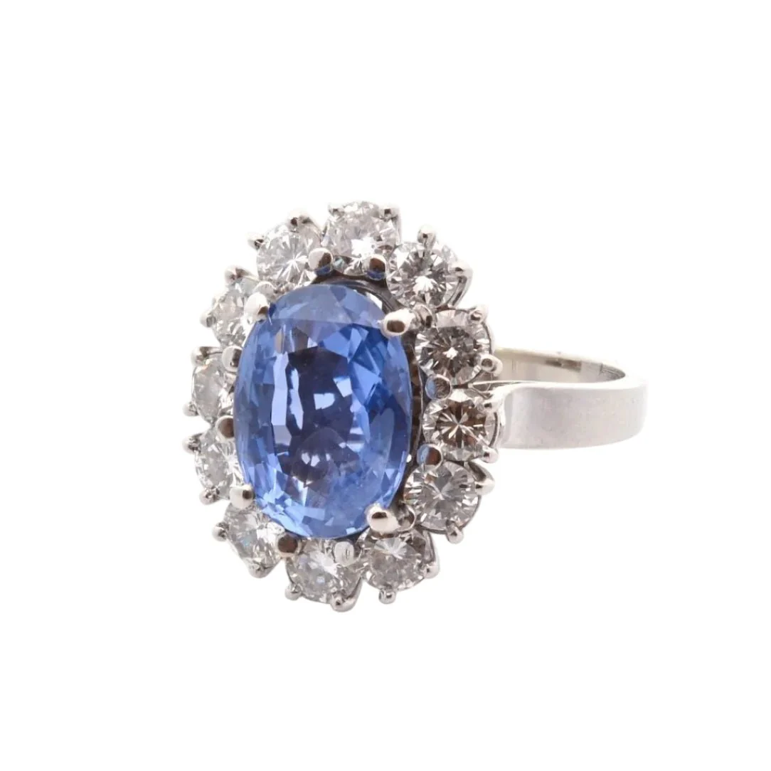 Bague Entourage en platine, saphir et diamants - Image 2