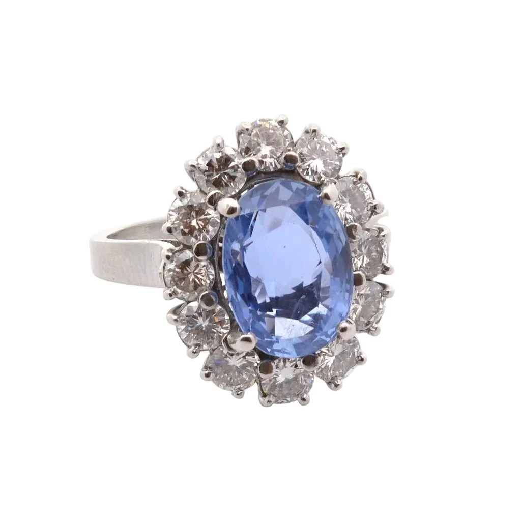 Bague Entourage en platine, saphir et diamants - Image 4