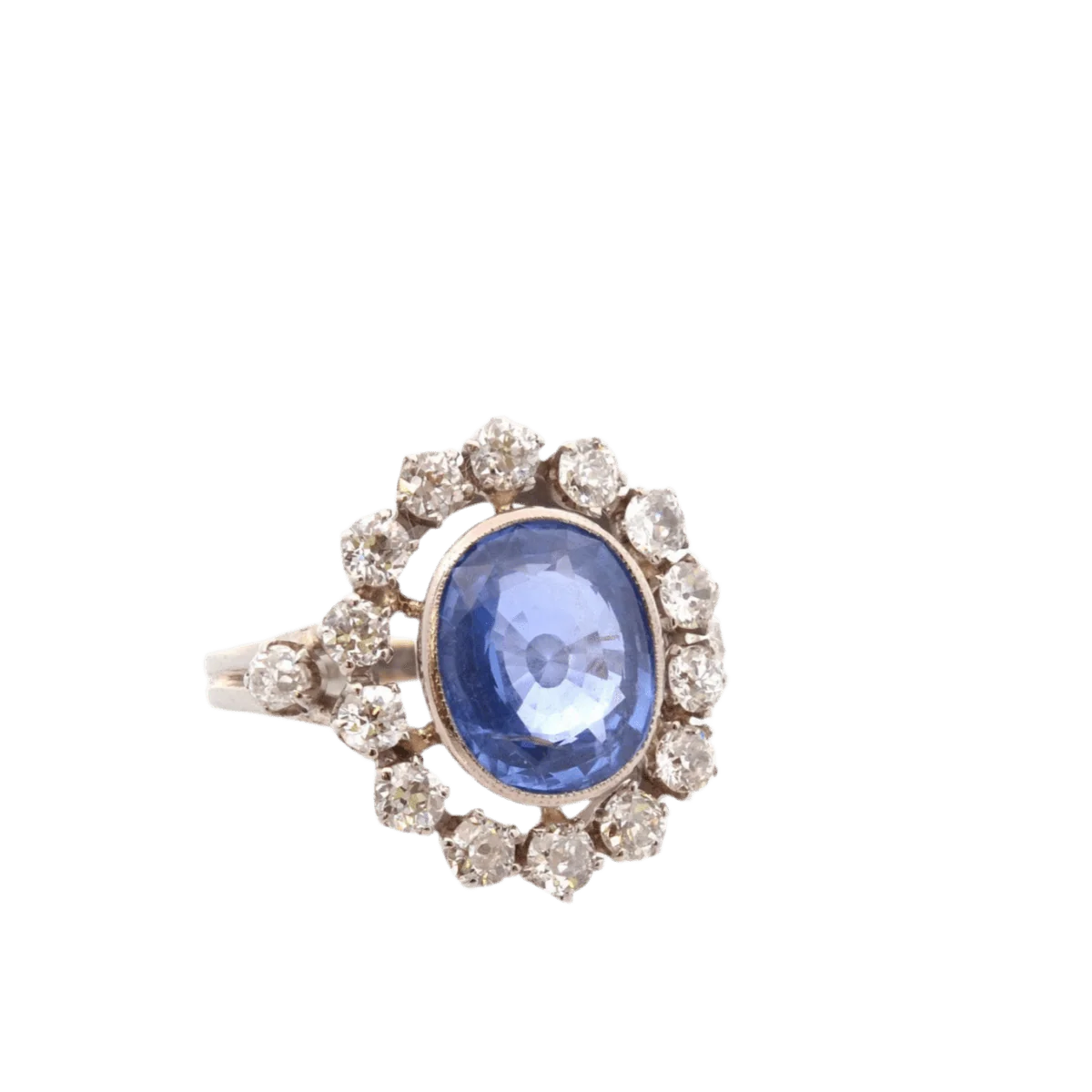 Bague Marguerite en or blanc, saphir et diamants - Image 4