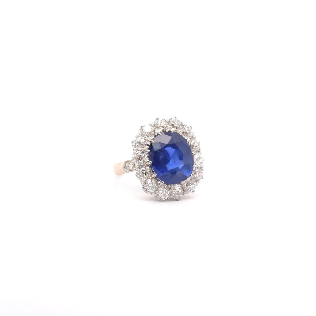 Bague Marguerite en or, platine, saphir et diamants - Image 5