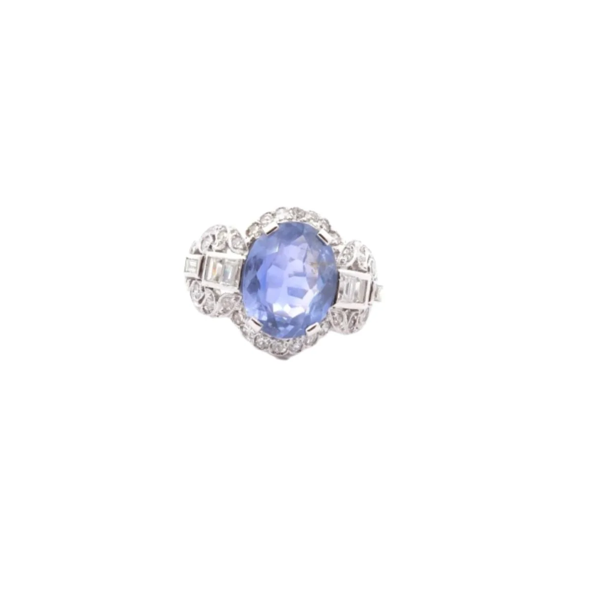 Bague Entourage en platine, saphirs et diamants