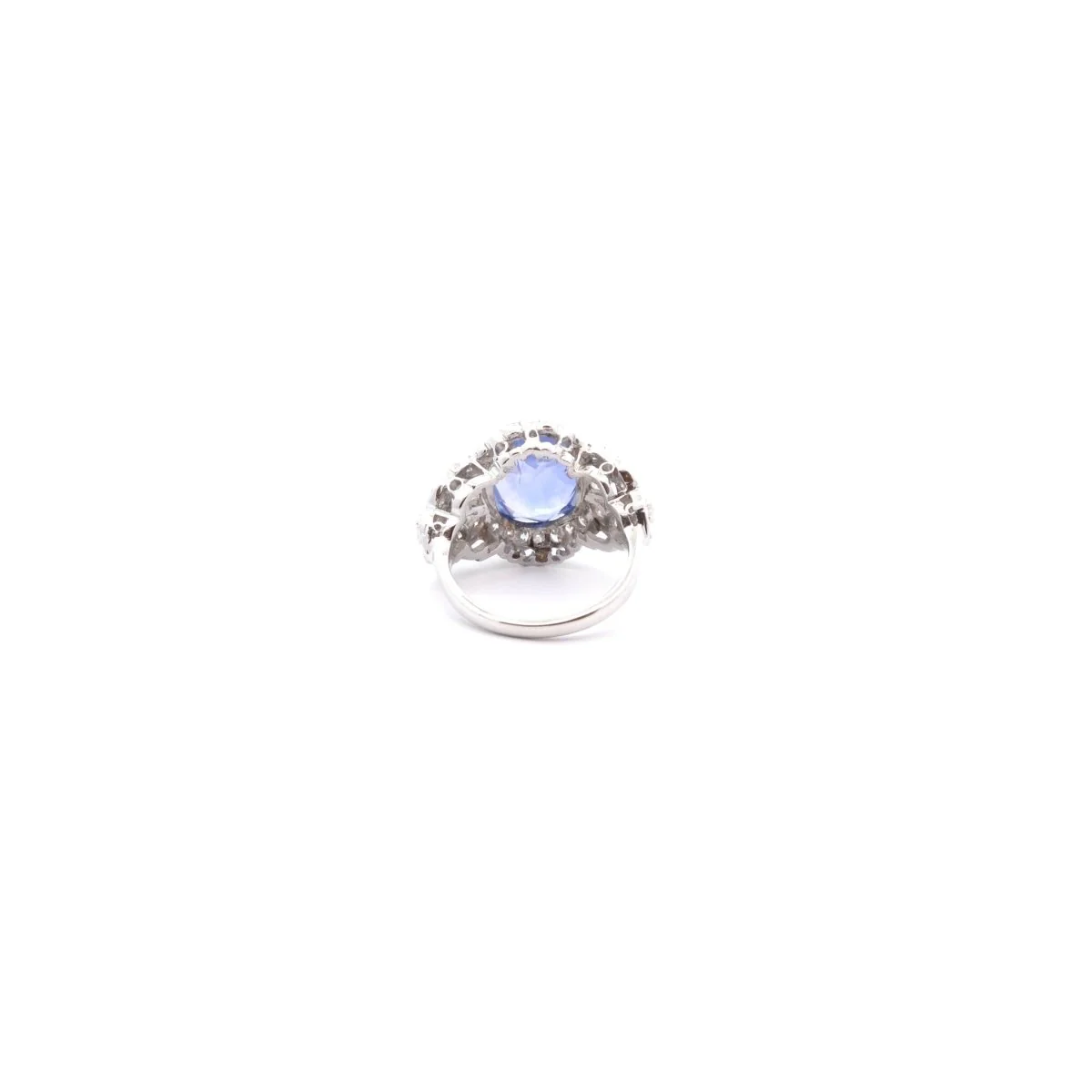 Bague Entourage en platine, saphirs et diamants - Image 5