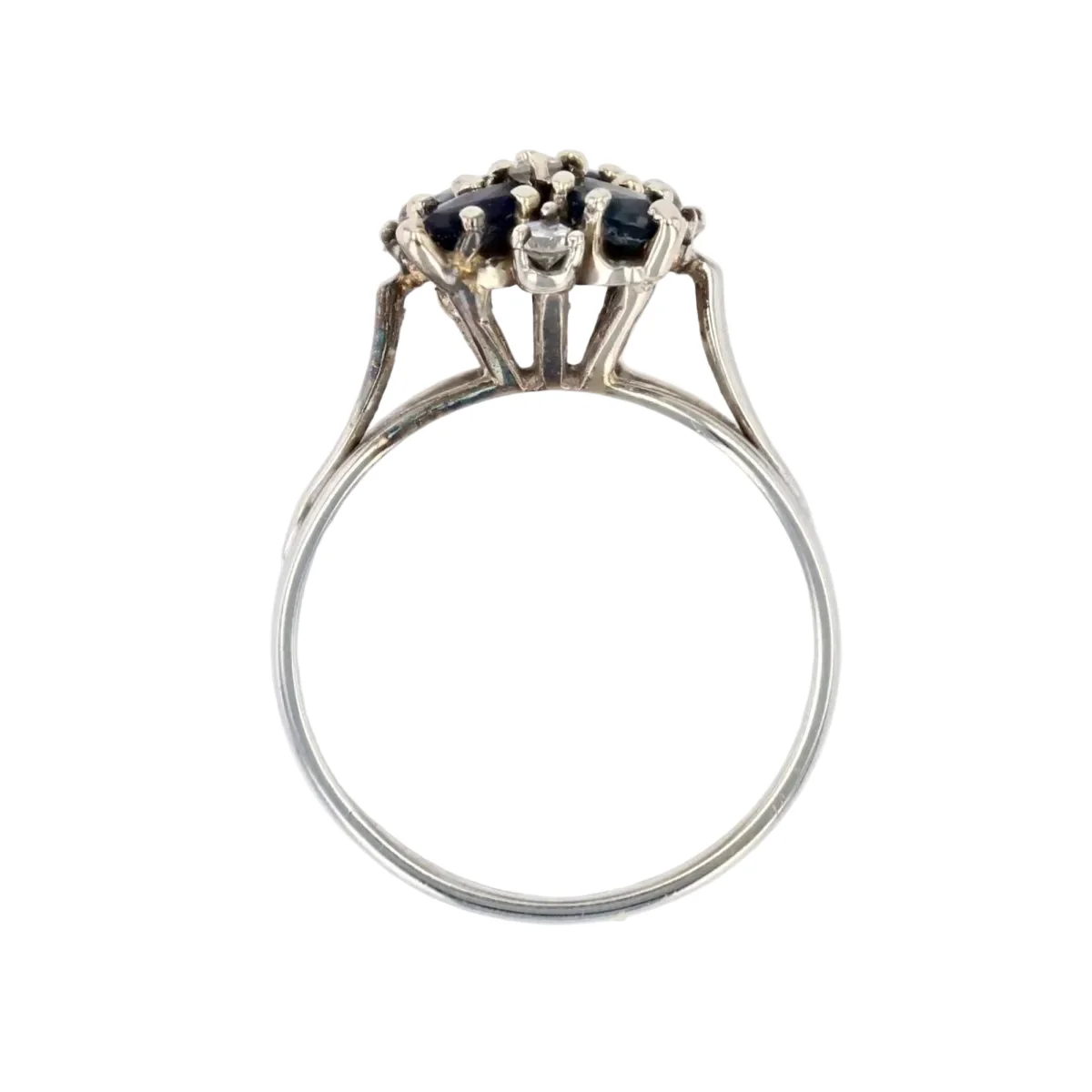 Bague Marguerite en or blanc, saphirs et diamants - Image 6