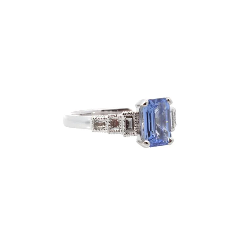Bague en platine, saphir et diamants - Image 3