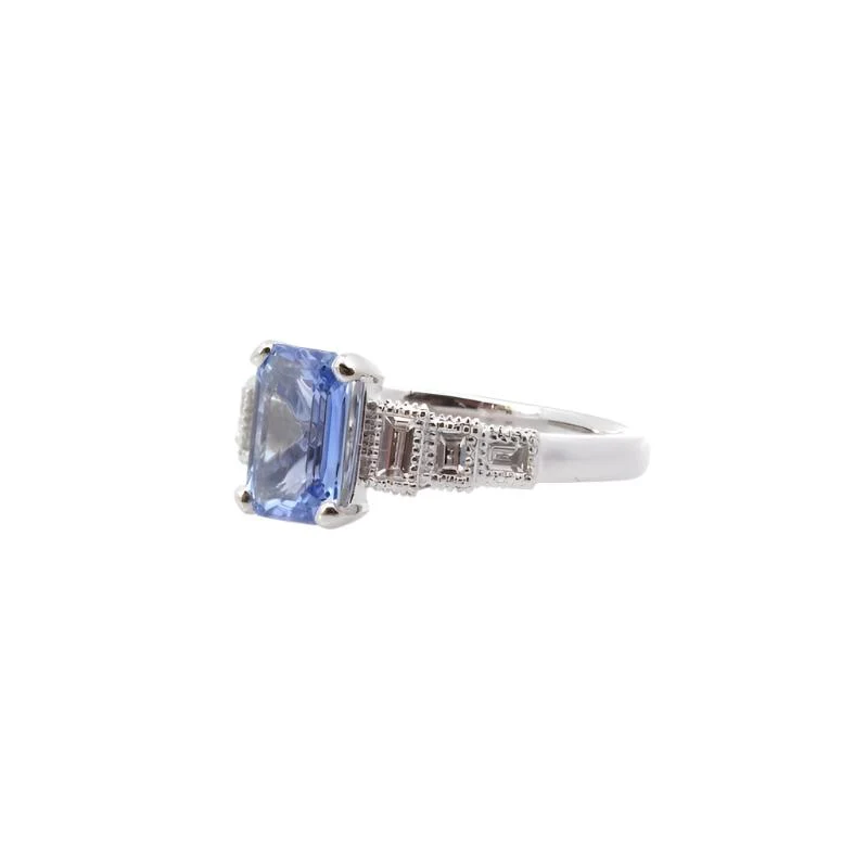 Bague en platine, saphir et diamants - Image 5