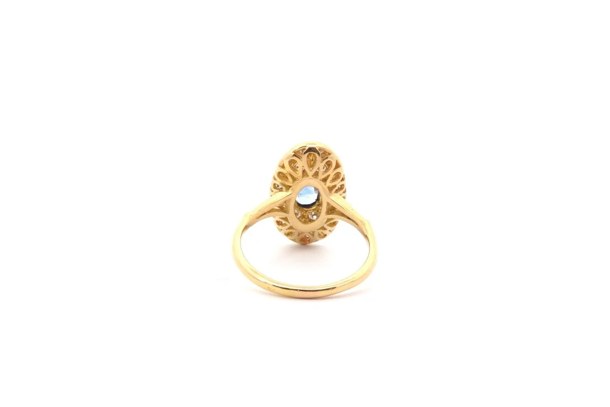 Bague vintage saphir et diamants en or 18k - Image 5