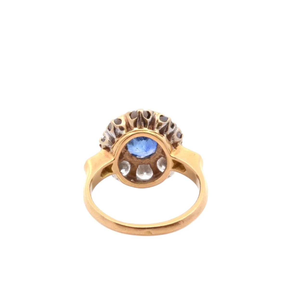 Bague Marguerite en or jaune, platine, saphir et diamants - Image 3