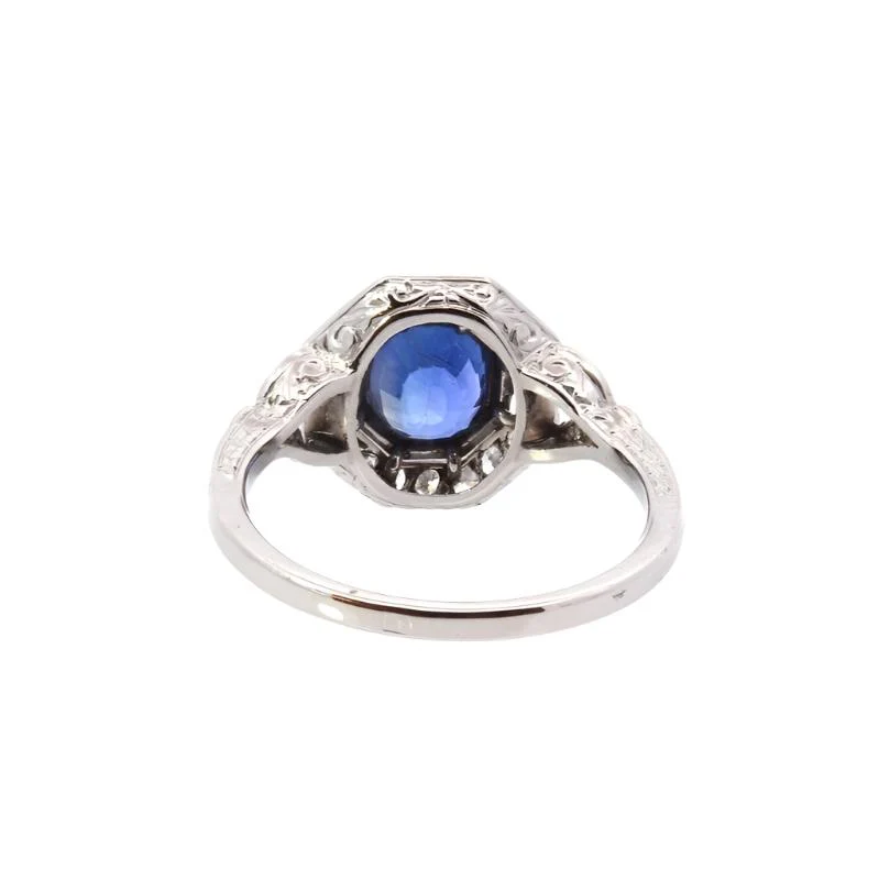 Bague Art Déco en platine, saphir et diamants - Image 4