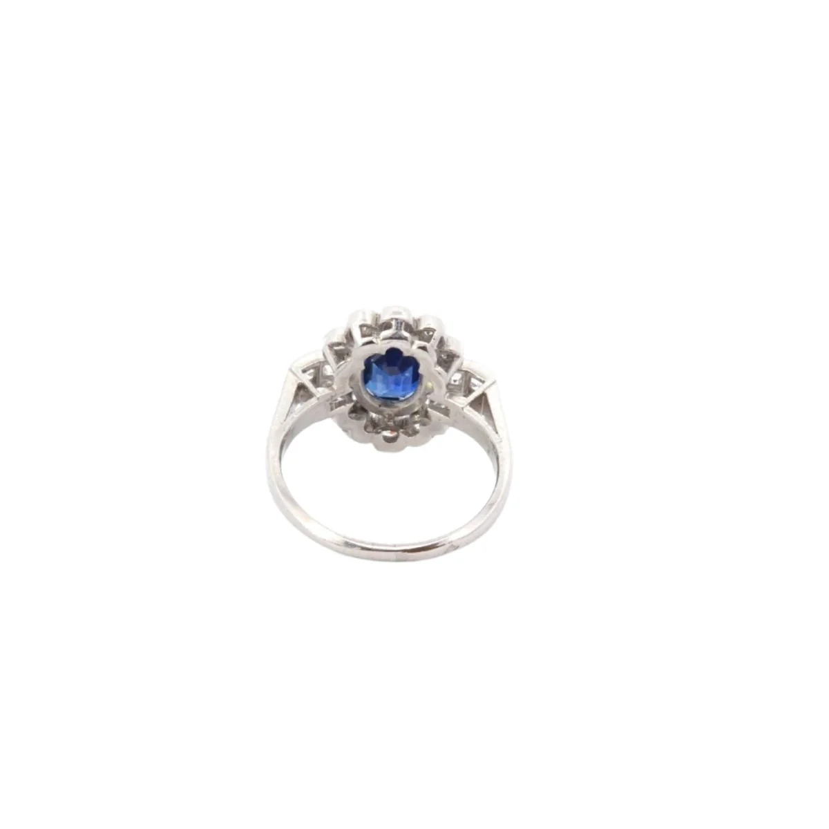 Bague Marguerite en platine, saphir et diamants - Image 3