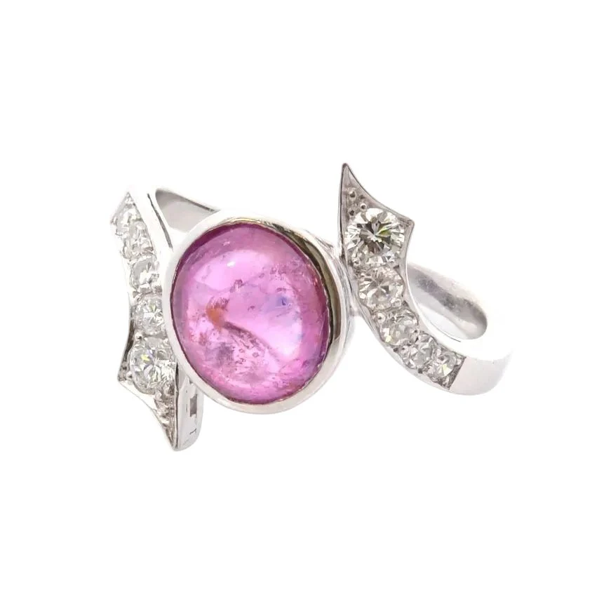 Bague en or blanc, saphir et diamants - Image 2