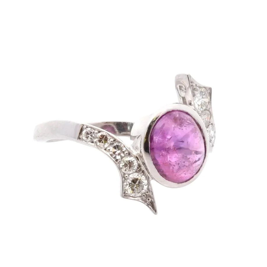 Bague en or blanc, saphir et diamants - Image 4