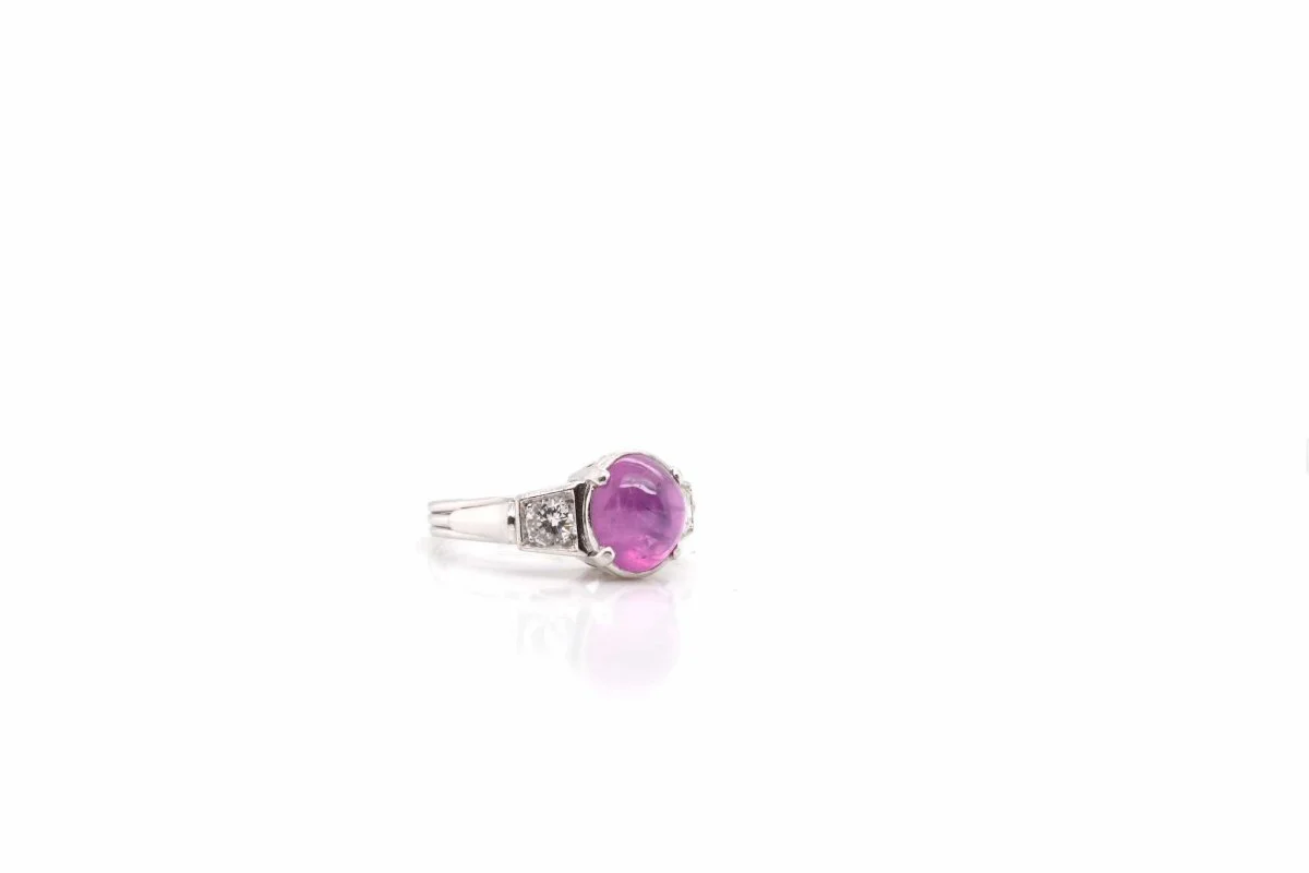 Bague vintage saphir rose de Ceylan étoilé - Image 3