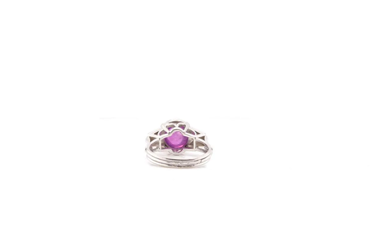 Bague vintage saphir rose de Ceylan étoilé - Image 5