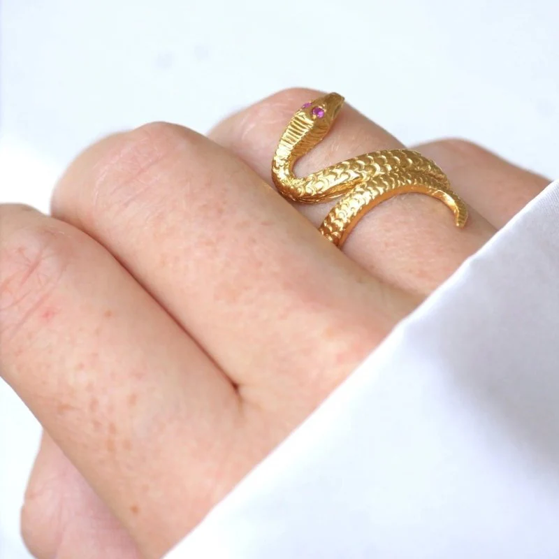 Bague vintage serpent enroulé or jaune - Image 2