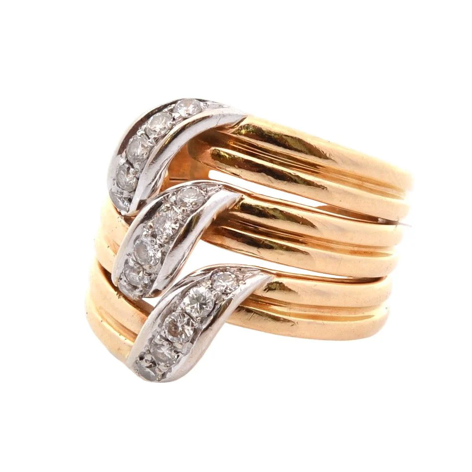 Bague CARTIER en or jaune, platine, et diamants