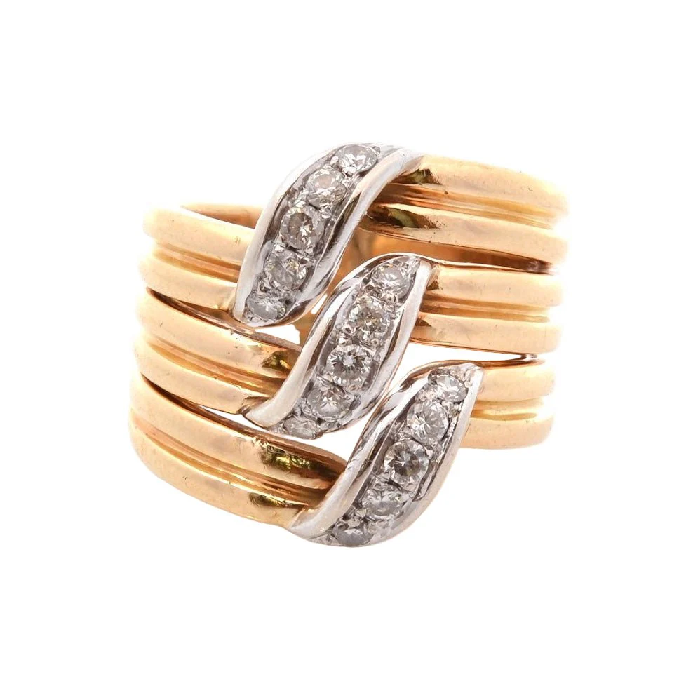 Bague CARTIER en or jaune, platine, et diamants - Image 2
