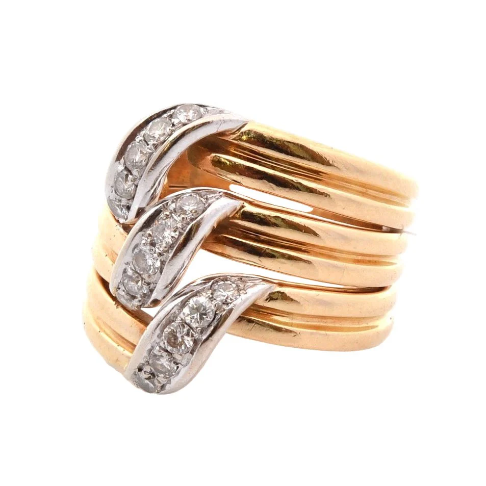 Bague CARTIER en or jaune, platine, et diamants - Image 3