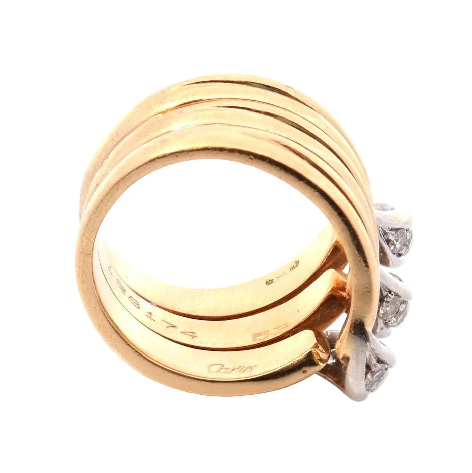 Bague CARTIER en or jaune, platine, et diamants - Image 4