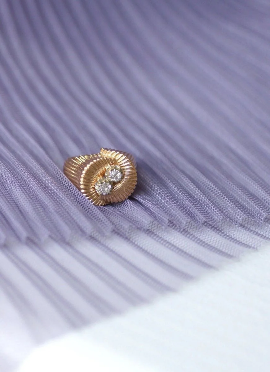 Bague spirale or rose et diamants