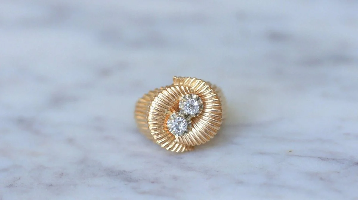 Bague spirale or rose et diamants - Image 2