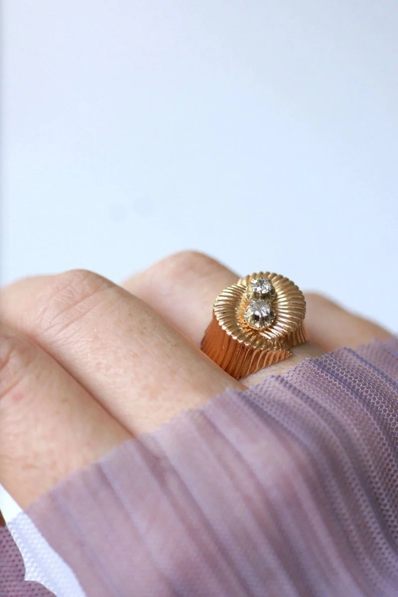 Bague spirale or rose et diamants - Image 5