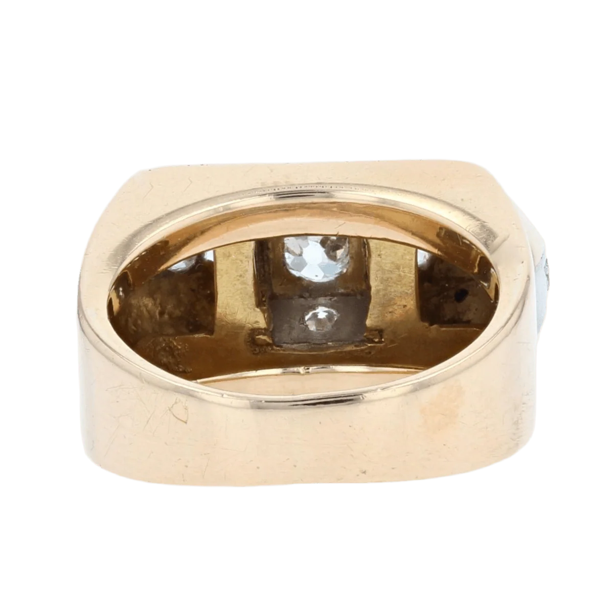 Bague Tank en or jaune, platine et diamants - Image 4