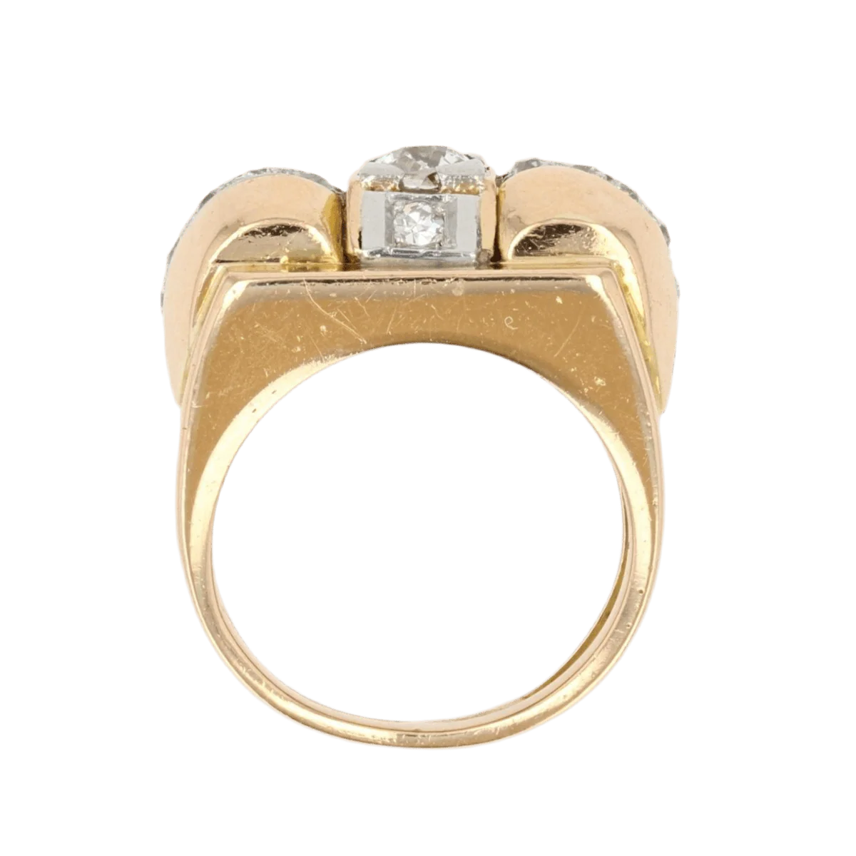 Bague Tank en or jaune, platine et diamants - Image 6
