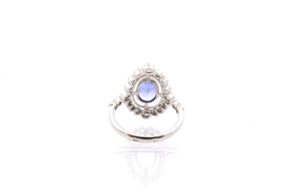 Bague vintage tanzanite et diamants en or - Image 3