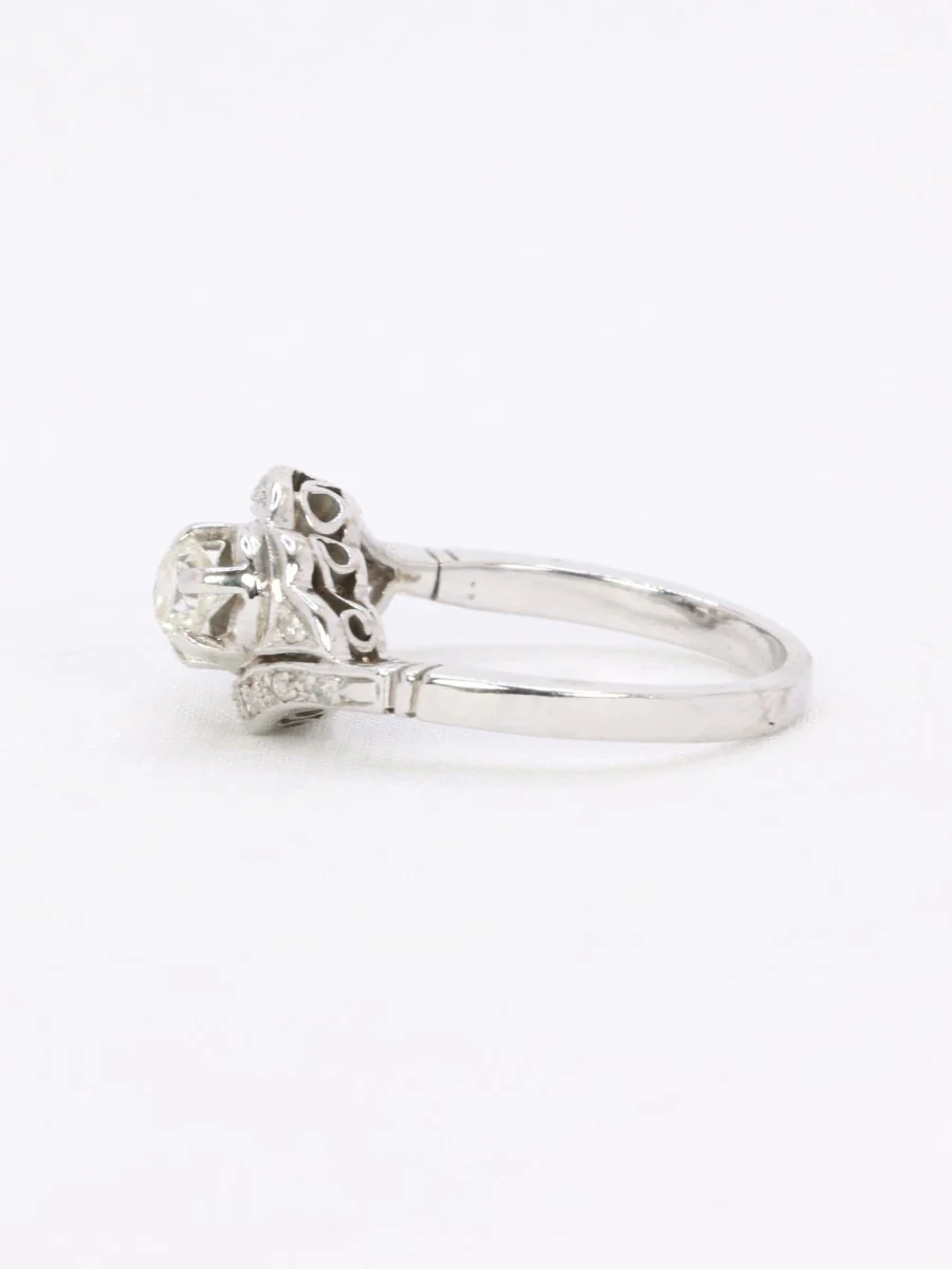 Bague vintage toi et moi or blanc diamants - Image 5
