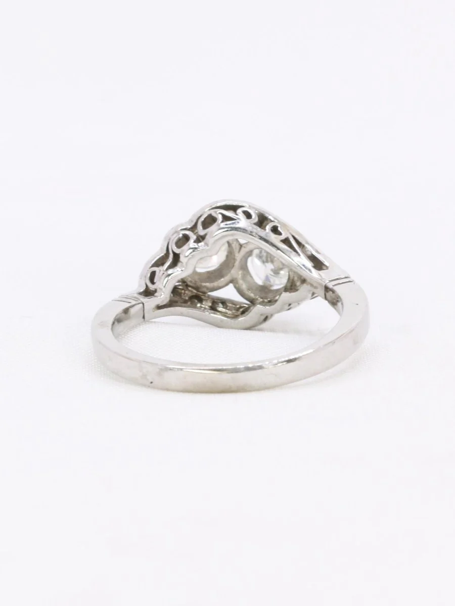 Bague vintage toi et moi or blanc diamants - Image 6